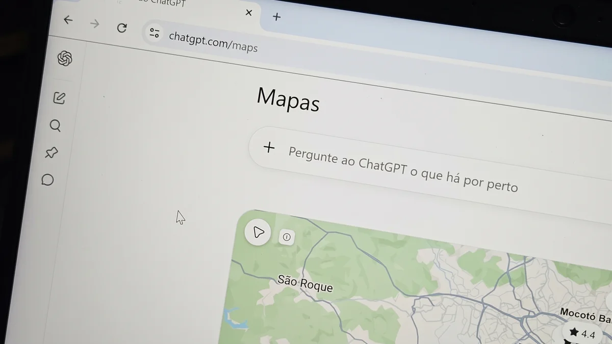 Tela do Mapas do ChatGPT mostrando um mapa com locais próximos